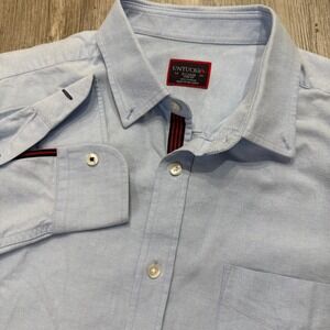 UNTUCKit Mens XL Rioja Slim Fit Cotton Dress Shirt Blue